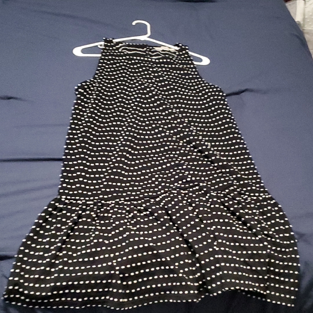 LOFT Black and White Dot Pattern Dress
